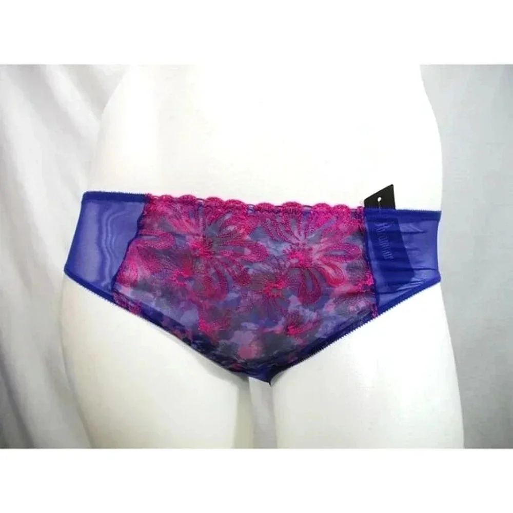 SMALL Paramour‎ 675009 by Felina Ellie Hi Cut Bikini Panty Plum Floral NWT